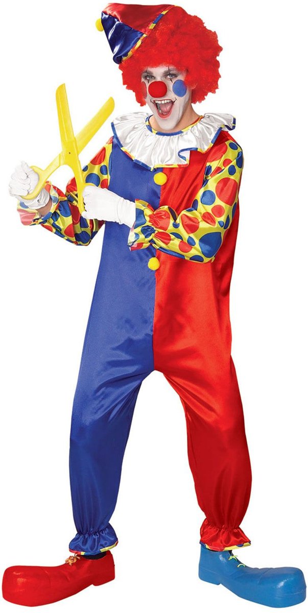 Clown & Nar Kostuum | Clown Zwart Rood Traditioneel | Man | Large | Carnaval kostuum | Verkleedkleding